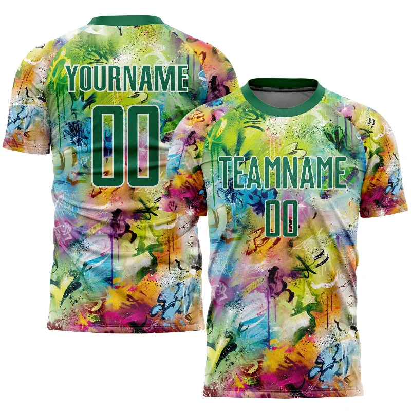 Football Jersey For Unique Player Orders-Custom Graffiti Pattern Kelly Green-White Sublimation Soccer Uniform Jersey