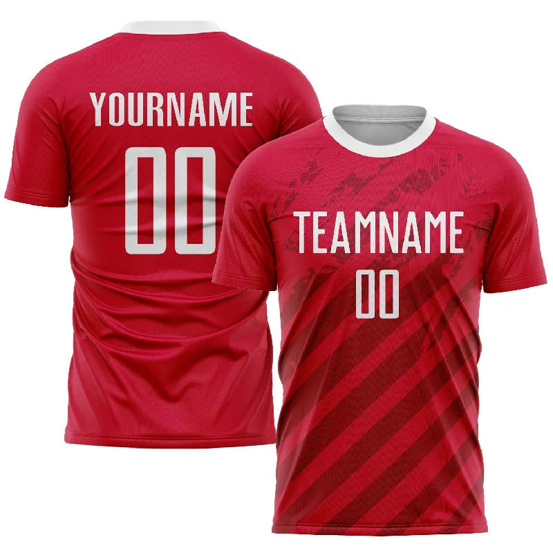 Football Jersey With Bold Typography-Custom Red White Sublimation Soccer Uniform Jersey