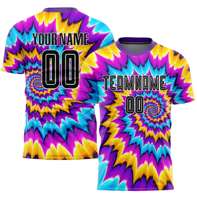 Football Jersey For Team Pride-Custom Tie Dye Black-White Sublimation Soccer Uniform Jersey