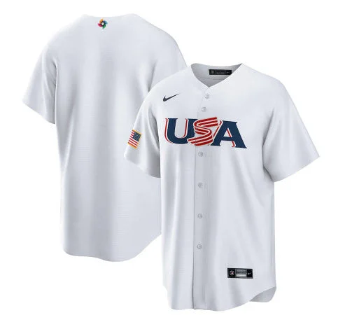 Baseball Jersey For Major League Fans-Men's USA Baseball Blank 2023 White World Baseball Classic Stitched Jersey