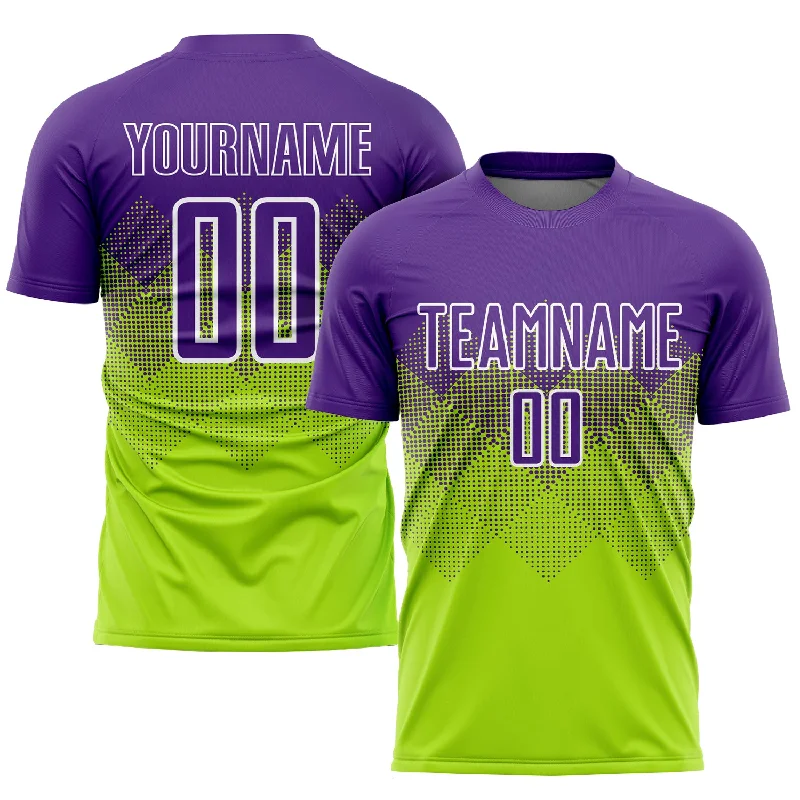 Football Jersey For Team Merchandise-Custom Neon Green Purple-White Sublimation Soccer Uniform Jersey