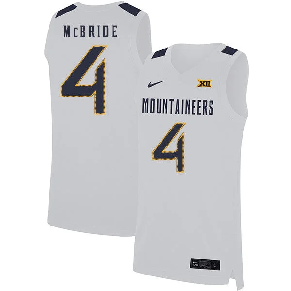 Football Jersey With Custom Printing-Basketball Jersey With Custom Printing-West Virginia Mountaineers 4 Miles McBride White Basketball College Basketball Jersey