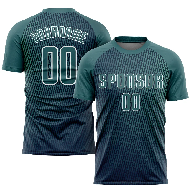 Football Jersey For Fan Support Gear-Custom Teal White Sublimation Soccer Uniform Jersey