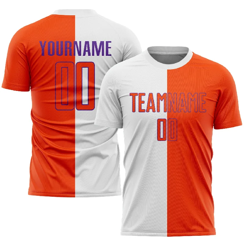 Football Jersey For Team Branding-Custom White Orange-Purple Sublimation Split Fashion Soccer Uniform Jersey