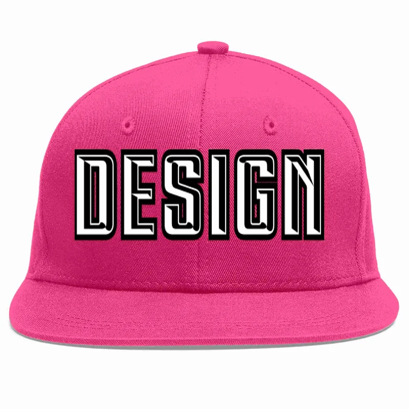 Baseball Cap For Casual Wear-Custom Rose Red White-Black Flat Eaves Sport Baseball Cap Design for Men/Women/Youth