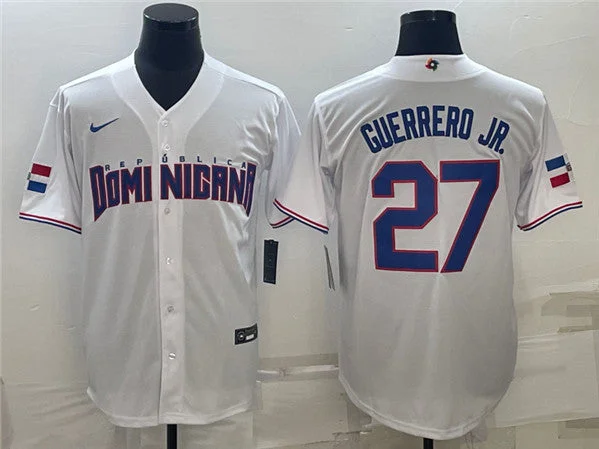 Baseball Jersey For League-Specific Design-Men's Dominican Republic Baseball #27 Vladimir Guerrero Jr. 2023 White World Baseball Classic Stitched Jersey