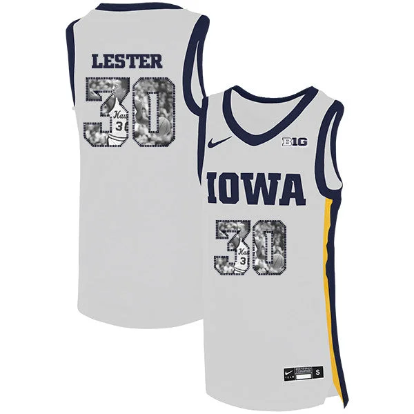 Football Jersey For College Sports-Basketball Jersey For College Sports-Iowa Hawkeyes 30 Ronnie Lester White Basketball College Fashion Basketball Jersey