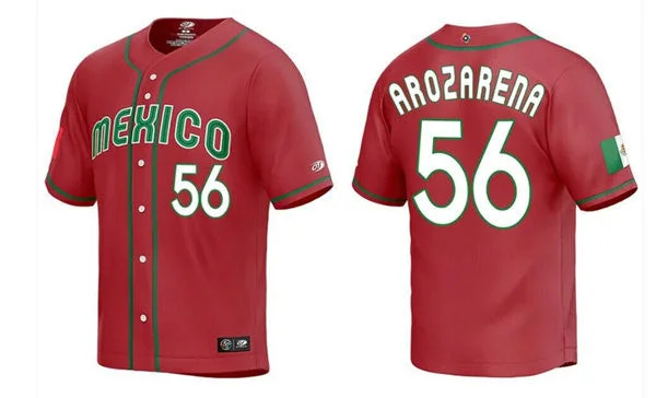 Baseball Jersey For Championship Events-Men's Mexico Baseball #56 Randy Arozarena 2023 Red Stitched Jersey