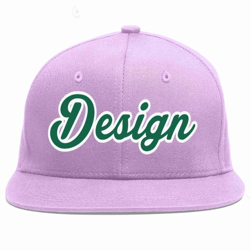 Baseball Cap With Classic Styling-Custom Light Purple Kelly Green-White Flat Eaves Sport Baseball Cap Design for Men/Women/Youth