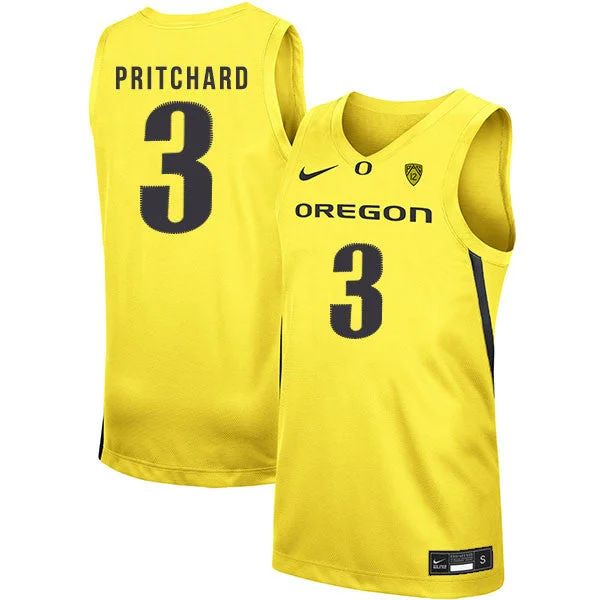 Football Jersey For Custom Branding Options-Basketball Jersey For Custom Branding Options-Oregon Ducks 3 Payton Pritchard Yellow College Basketball Basketball Jersey