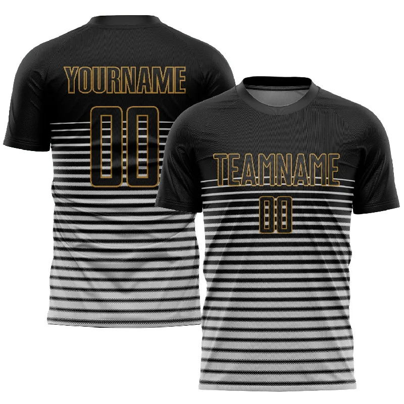 Football Jersey For Championship Game Apparel-Custom Black Black-Old Gold Sublimation Soccer Uniform Jersey