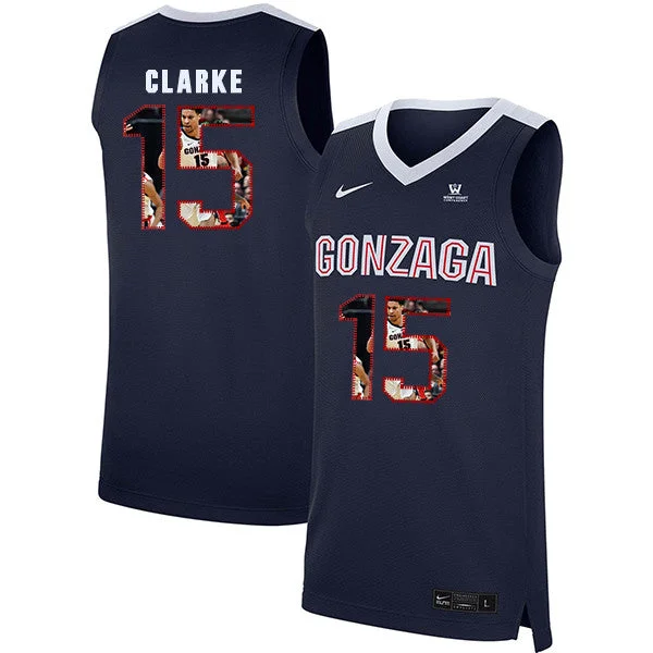 Football Jersey For Competitive Leagues-Basketball Jersey For Competitive Leagues-Gonzaga Bulldogs 15 Brandon Clarke Navy Fashion College Basketball Basketball Jersey