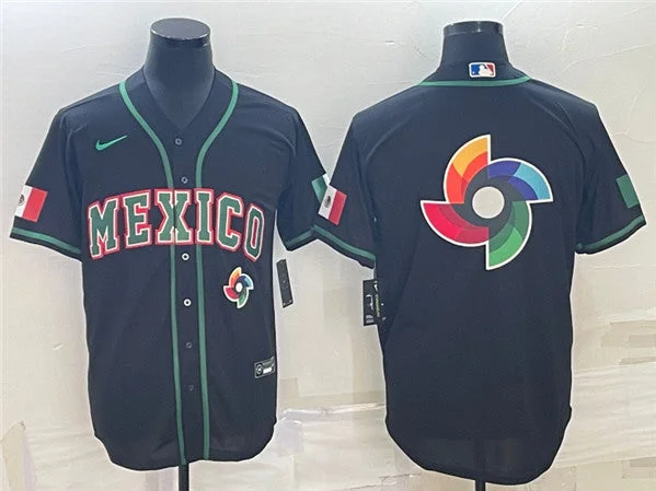 Baseball Jersey For Customized Player Design-Men's Mexico Baseball 2023 Black World Baseball Big Logo With Patch Classic Stitched Jersey