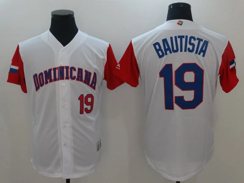 Baseball Jersey For Custom Orders-Men's Dominican Republic Baseball 19 Jose Bautista White 2017 World Baseball Classic Jersey