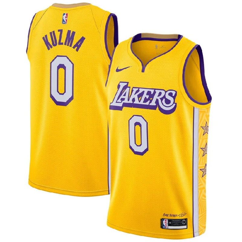 Football Jersey For Professional Teams-Basketball Jersey For Professional Teams-Lakers 0 Kyle Kuzma Yellow 2019-20 City Edition Swingman Basketball Jersey