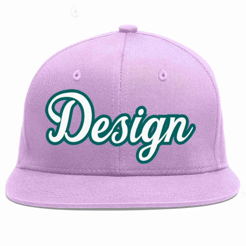 Baseball Cap For Work Or Casual Look-Custom Light Purple White-Aqua Flat Eaves Sport Baseball Cap Design for Men/Women/Youth