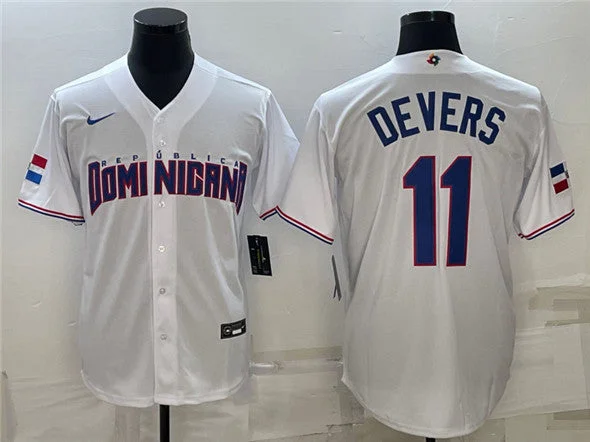 Baseball Jersey For Private Teams-Men's Dominican Republic Baseball ACTIVE PLAYER Custom 2023 White World Baseball Classic Stitched Jersey