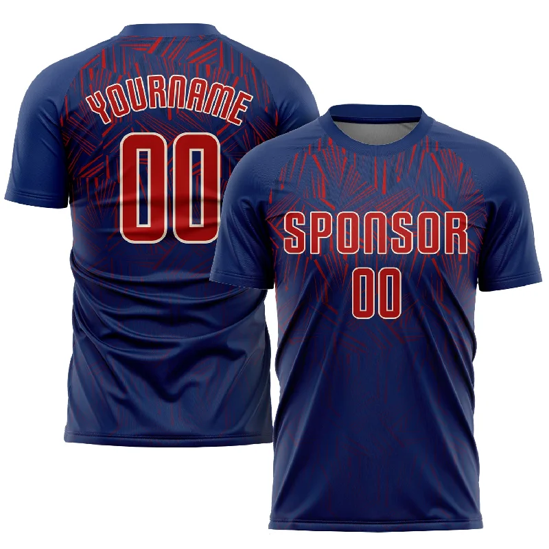 Personalized Football Jersey-Custom Navy Red-Cream Sublimation Soccer Uniform Jersey