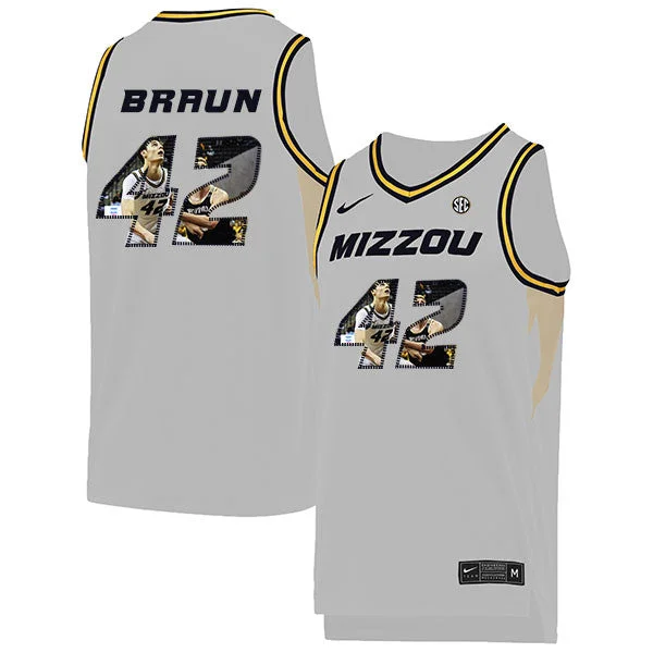 Football Jersey For Championship Games-Basketball Jersey For Championship Games-Missouri Tigers 42 Parker Braun White Fashion College Basketball Basketball Jersey