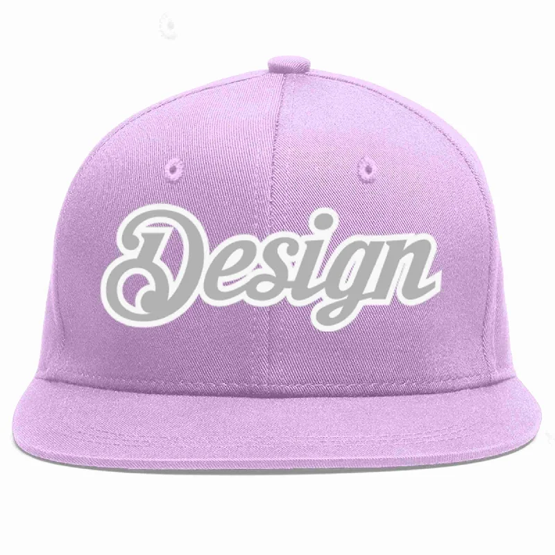 Baseball Cap With Adjustable Strap-Custom Light Purple Gray-White Flat Eaves Sport Baseball Cap Design for Men/Women/Youth