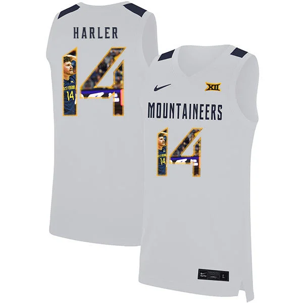 Football Jersey For Group Discounts-Basketball Jersey For Group Discounts-West Virginia Mountaineers 14 Chase Harler White Fashion Basketball College Basketball Jersey