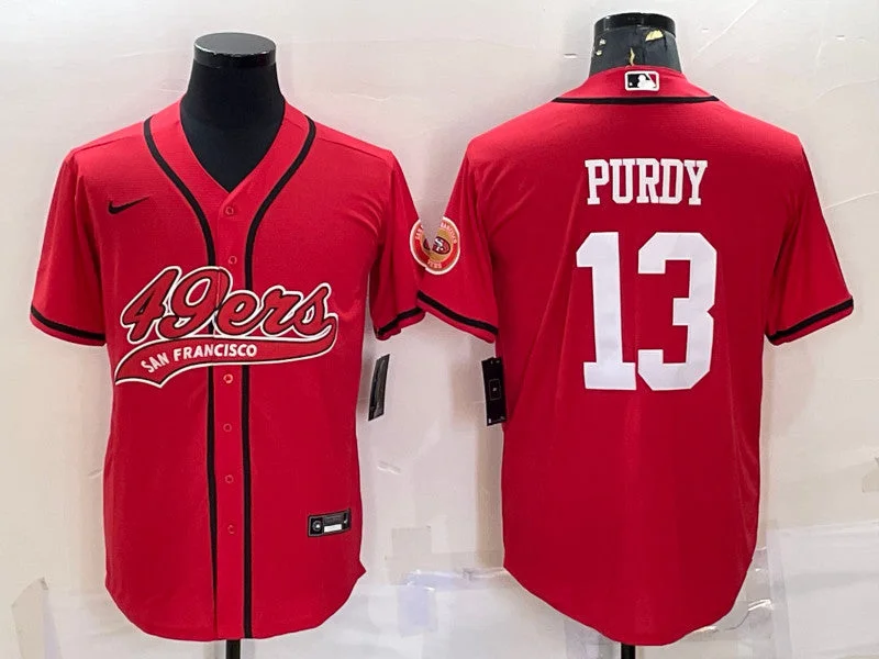 Baseball Jersey For Competitive Players-Men's San Francisco 49ers #13 Brock Purdy Red With Patch Cool Base Stitched Baseball Jersey