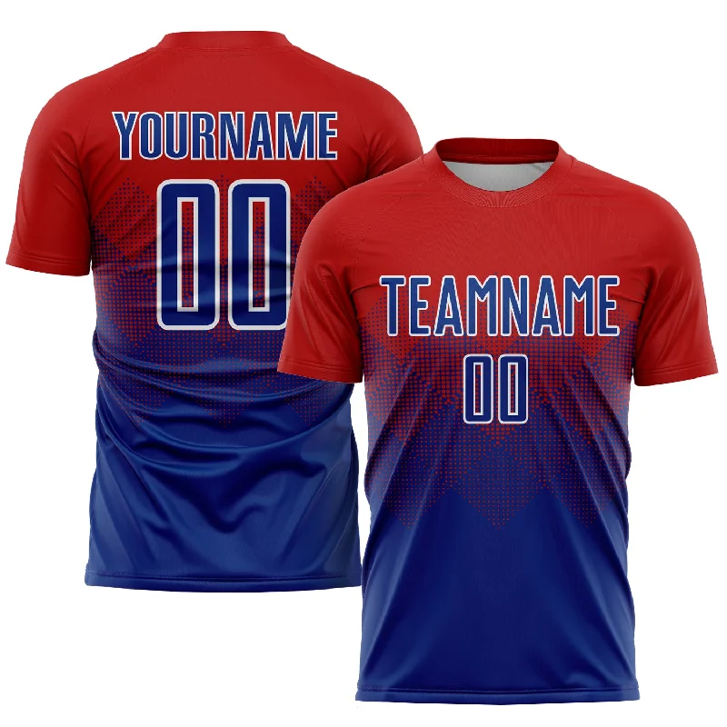 Football Jersey For Ultimate Comfort-Custom Red Royal-White Sublimation Soccer Uniform Jersey