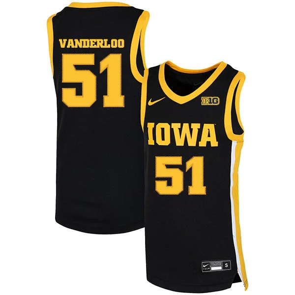 Football Jersey For Competitive Football Teams-Basketball Jersey For Competitive Basketball Teams-Iowa Hawkeyes 51 Aidan Vanderloo Black Basketball College Basketball Jersey