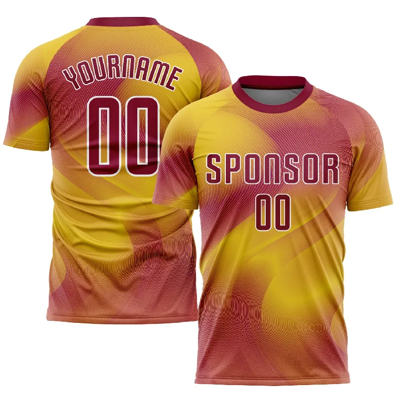 Football Jersey For Championship Game Apparel-Custom Gold Crimson-White Sublimation Soccer Uniform Jersey