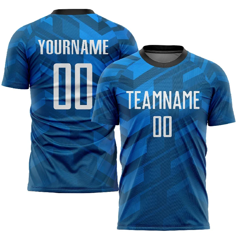 Football Jersey For School Teams-Custom Light Blue White-Black Sublimation Soccer Uniform Jersey