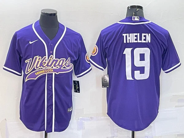 Baseball Jersey For Special Promotions-Men's Minnesota Vikings #19 Adam Thielen Purple With Patch Cool Base Stitched Baseball Jersey