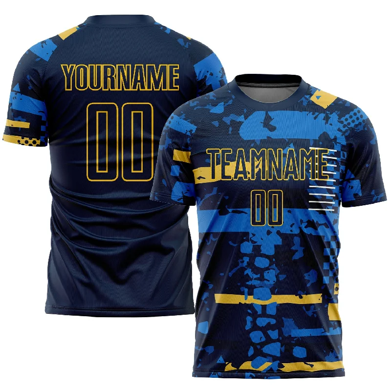 Football Jersey For Indoor And Outdoor Play-Custom Navy Navy-Gold Sublimation Soccer Uniform Jersey