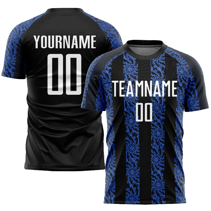 Football Jersey For Team Supporters-Custom Black White-Royal Sublimation Soccer Uniform Jersey