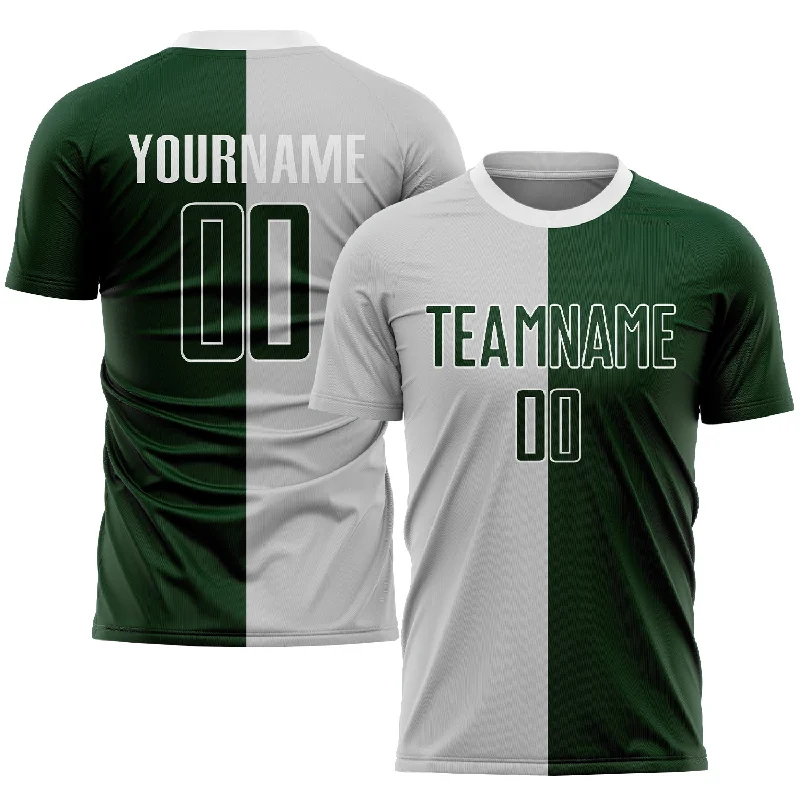 Football Jersey For Fastpitch Softball-Custom Gray Green-White Sublimation Split Fashion Soccer Uniform Jersey