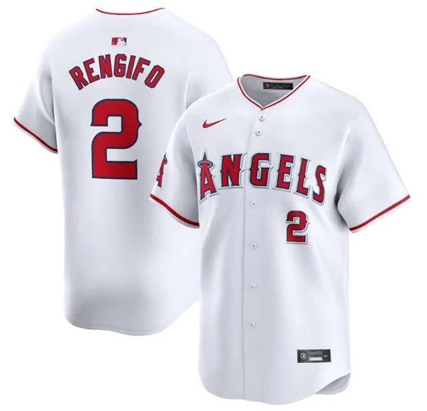 Baseball Jersey For Local Sports Events-Men's Los Angeles Angels #2 Luis Rengifo White Home Limited Baseball Stitched Jersey