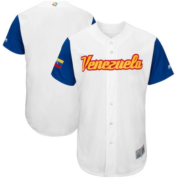 Baseball Jersey For Comfortable Wear-Men's Venezuela Baseball Majestic White 2017 World Baseball Classic Team Stitched WBC Jersey