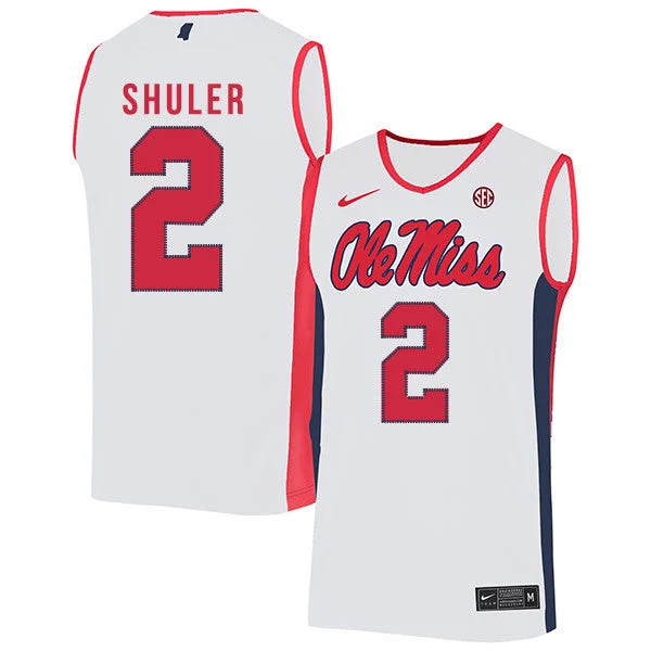 Football Jersey For High School Teams-Basketball Jersey For High School Teams-Ole Miss Rebels 2 Devontae Shuler White Basketball College Basketball Jersey