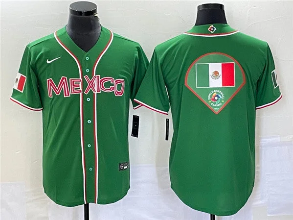 Baseball Jersey For Pre-Season Training-Men's Mexico Baseball 2023 Green World Baseball Classic Team Big Logo Stitched Jersey