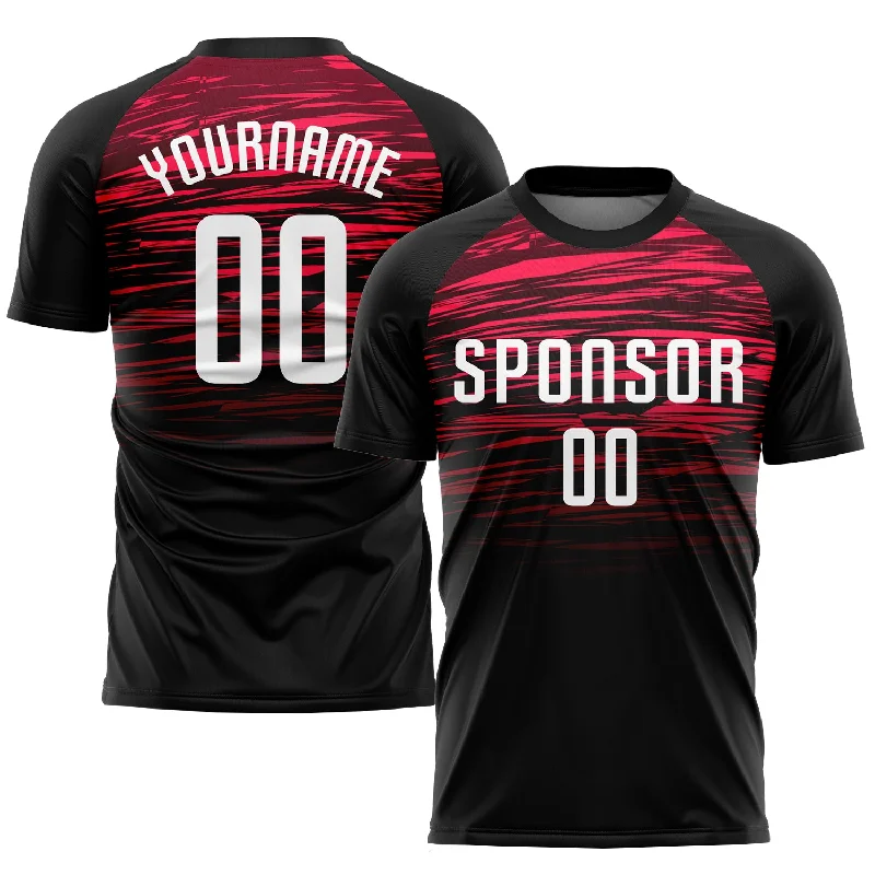 Football Jersey With Custom Fit Options-Custom Black White-Red Sublimation Soccer Uniform Jersey