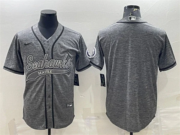 Baseball Jersey For Player Merchandise-Men's Seattle Seahawks Blank Gray With Patch Cool Base Stitched Baseball Jersey