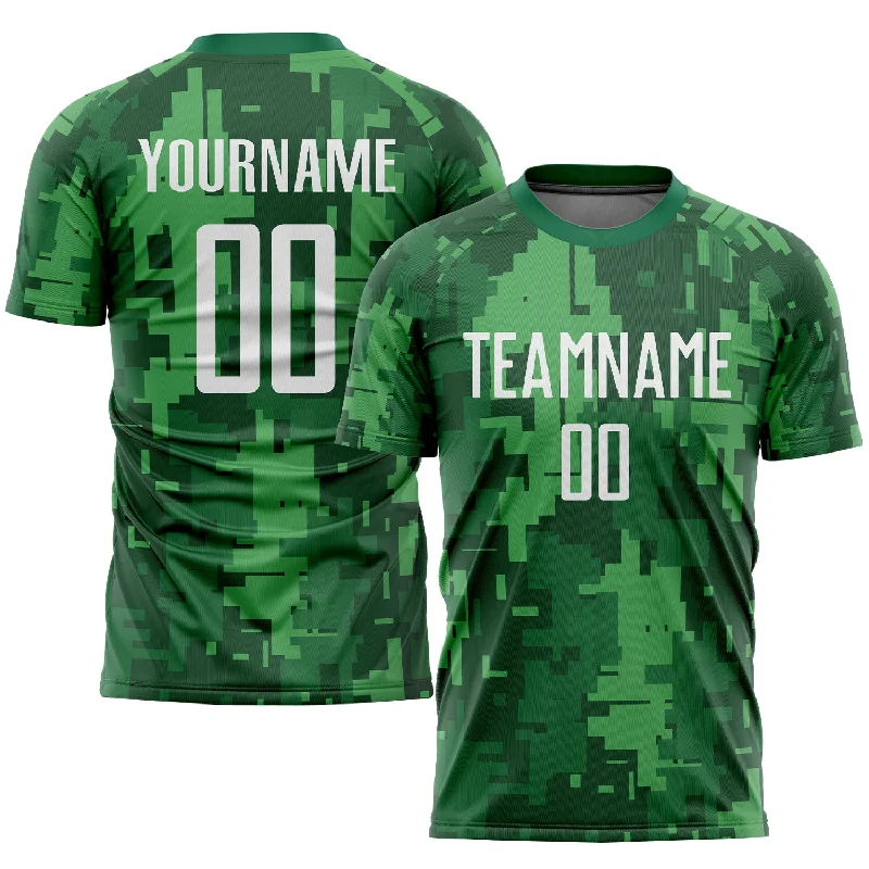 Football Jersey For Competitive Events-Custom Camo White-Kelly Green Sublimation Salute To Service Soccer Uniform Jersey