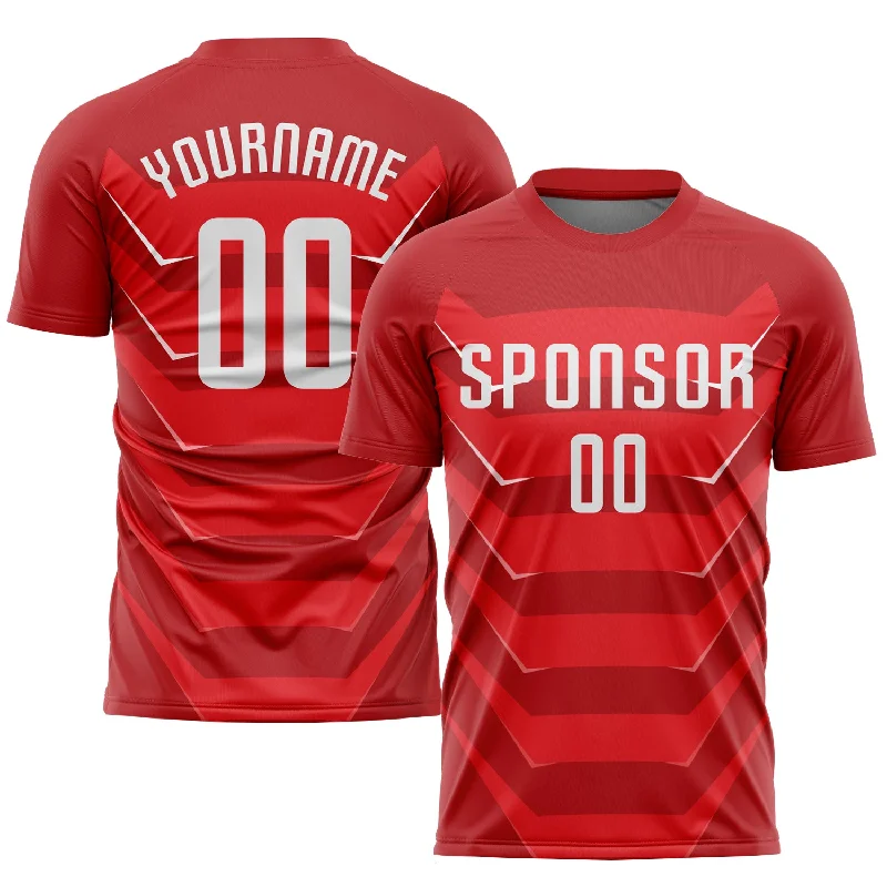 Football Jersey For Women-Custom Red White Sublimation Soccer Uniform Jersey