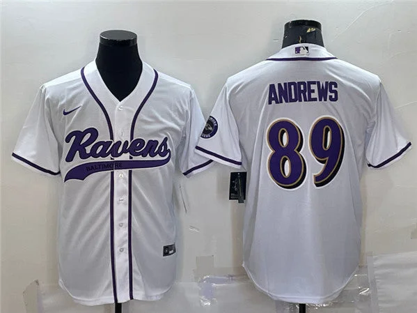 Baseball Jersey With Name On Back-Men's Baltimore Ravens #89 Mark Andrews White With Patch Cool Base Stitched Baseball Jersey