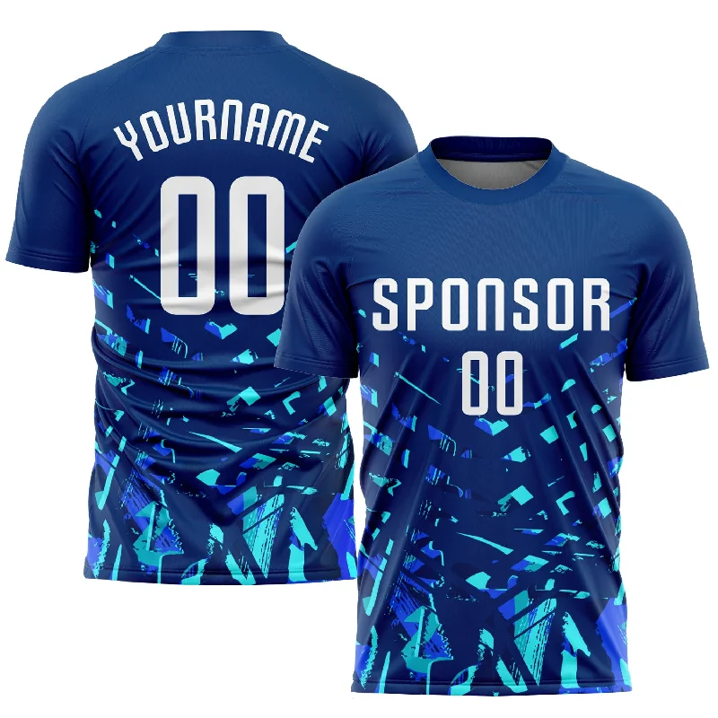 Football Jersey For High-End Teams-Custom Royal White-Lakes Blue Sublimation Soccer Uniform Jersey