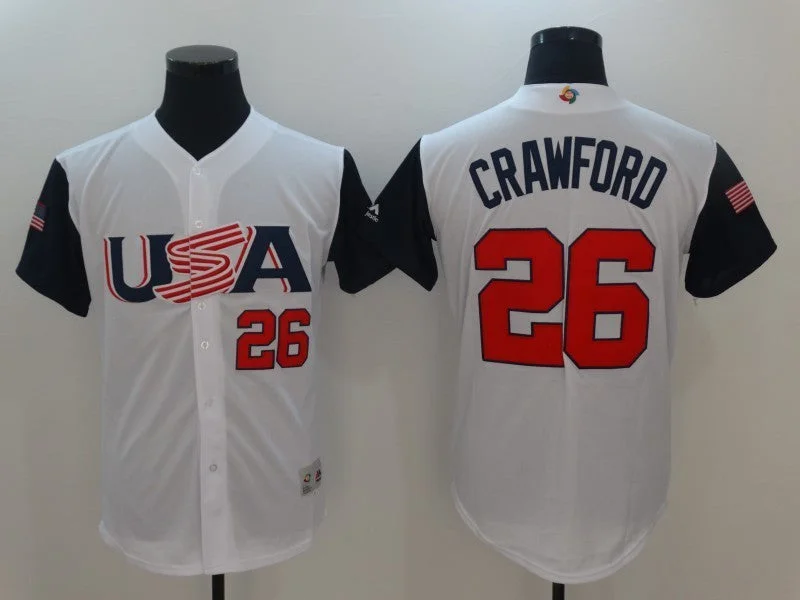 Baseball Jersey For Players-Men's USA Baseball 26 Brandon Crawford White 2017 World Baseball Classic Jersey