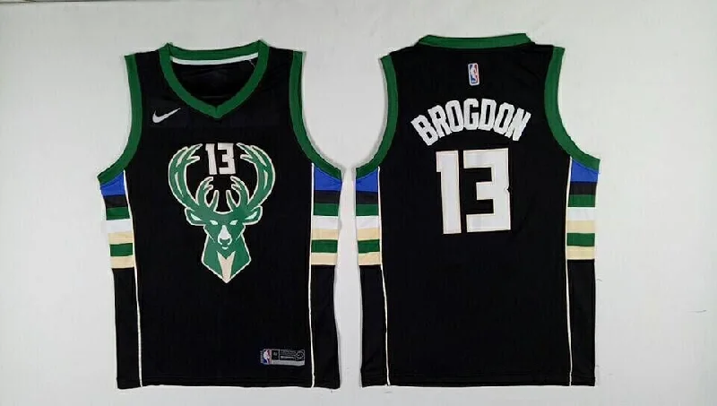 Football Jersey For School Teams-Basketball Jersey For School Teams-Bucks 13 Malcolm Brogdon Black Swingman Basketball Jersey