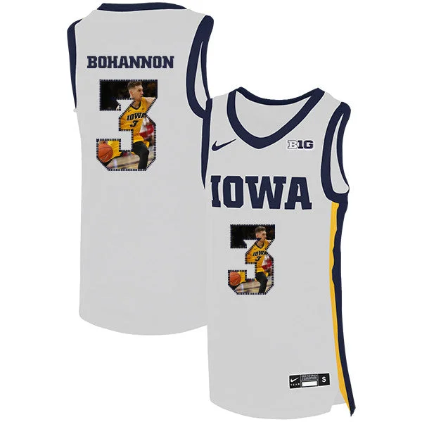 Football Jersey For School Sports Events-Basketball Jersey For School Sports Events-Iowa Hawkeyes 3 Jordan Bohannon White Basketball College Fashion Basketball Jersey