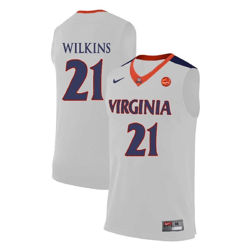 Football Jersey For College Sports-Basketball Jersey For College Sports-Virginia Cavaliers 21 Isaiah Wilkins White College Basketball Basketball Jersey