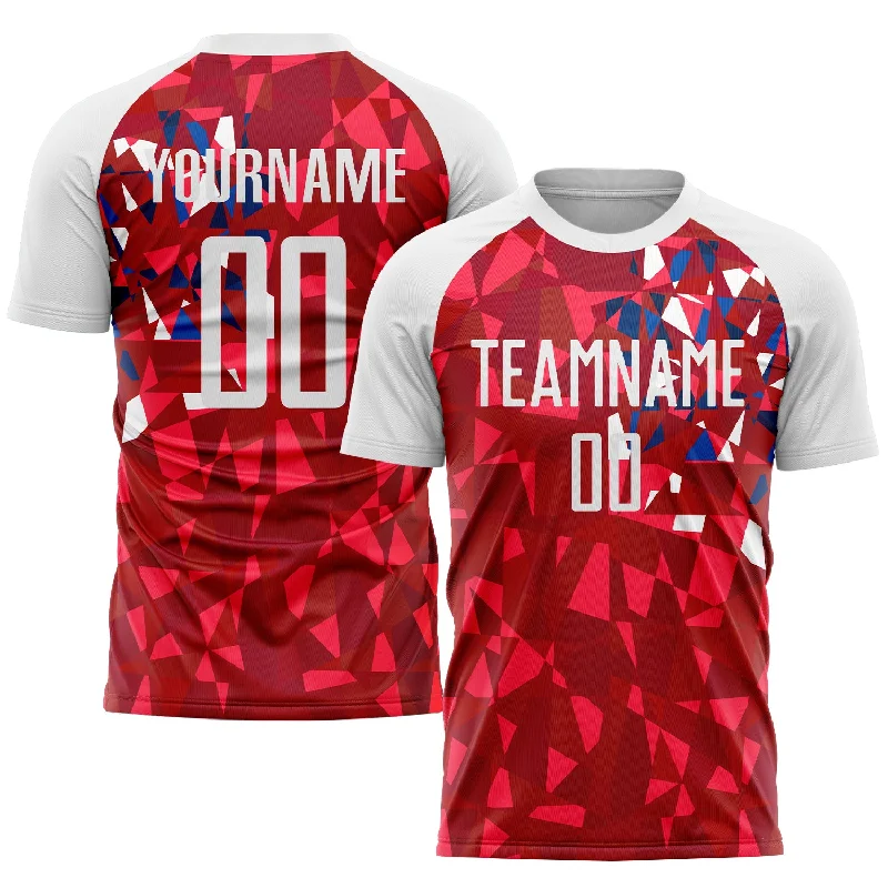 Football Jersey For Youth Sports Leagues-Custom Red White Sublimation Soccer Uniform Jersey