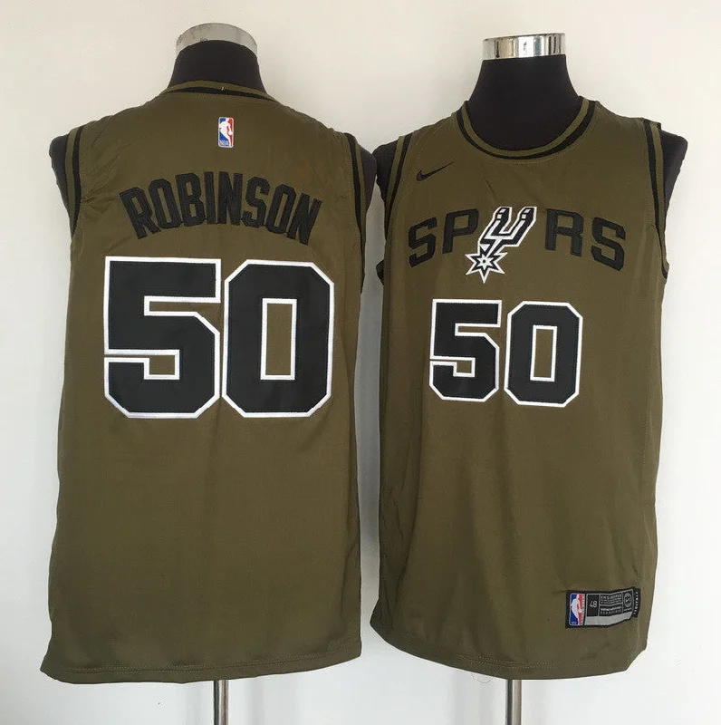 Football Jersey For Adult Fans-Basketball Jersey For Adult Fans-Spurs 50 David Robinson Olive Swingman Basketball Jersey